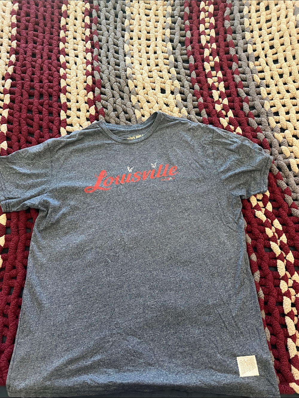 Original Retro Brand Men's Heather Gray Louisville Graphic Tee with Red Script